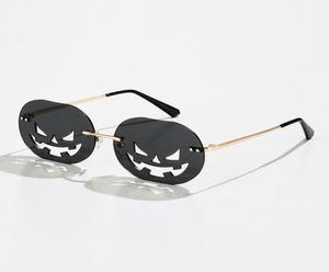 Óculos de sol sem borda de abóbora homens homens 2021 liga oval de sol oco com óculos femininos de halloween punk Óculos OCULOS1566043