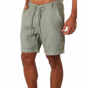 Summer Men Cott Hemp Solid Lace Up Sports Short Pants Y2K شورتات تنفس للرجال للرجال الرياضي Jogger Beach Pants A7RK#