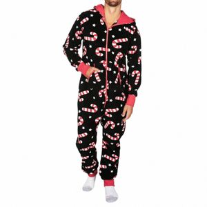 Männer Lg Sleeve Pyjamas Lässig Gedruckt Mit Kapuze Overall Männliche Pyjama Zipper Lose Winter Warme Overall Nachtwäsche Für Mann Heißer H49e #