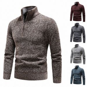 men Winter Half Zipper Sweater Knitted Pullovers Thicker Turtleneck Warm Sweatshirts High Collar Sweater Fi Jumper Knitwear j777#