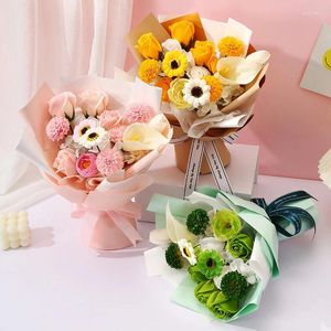 Decorative Flowers Ins Artificial Rose Soap Bouquet For Mother's Valentine's Day Birthday Wedding Romantic Gift With Packing Bag