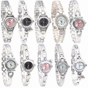 10 Pz/lotto All'ingrosso Misto Orologio Sveglio Delle Donne Orologi Delle Signore Delle Ragazze Delle Donne Orologio D'argento In Acciaio Inox Orologio Al Quarzo Vestito Orologio Da Polso Regali 240320