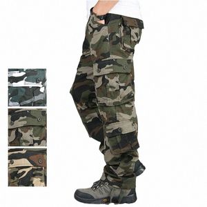 Camoue Camo Kargo Pantolon Erkekler Sıradan Çok Poketler Bol savaş gevşek Pantolonlar Genel Ordu Askeri Taktik Pantolon Hombre 44 K54T#