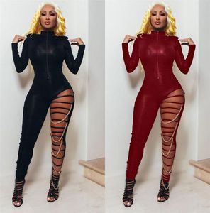 BodyCon Nightclub Jumpsuits for Women Sexy See Throw Two Piece Outfits Off Shoulder Long Sleeve Bodysuit Rompers Clubwear246i8369868