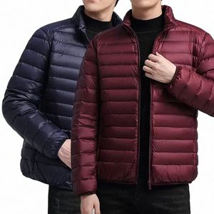Solid Lightweight Winter Warm Parkas Standing Collar Cott Down Padding Parkas For Men Casual Thick Jackets Manliga vinterrockar D48F#