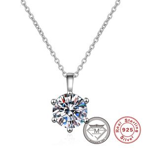 Collane con ciondolo in moissanite reale al 100% da 0,5/1/2/3/5 ct in argento sterling S925 classico con 6 punte con impostazione di diamanti da laboratorio, collana di gioielli regalo per lei