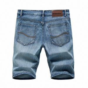 summer Shorts Jeans Men Denim Pants Stretch Dark Blue Fi Design Men's Jeans Slim Straight Male Short Jeans Hombre 01mK#