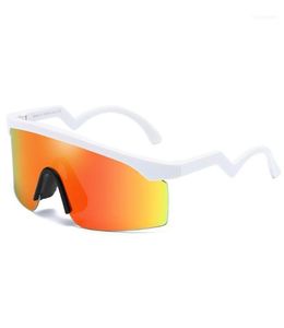 Brand Sports Men Sunglasses High Quality Crooked Temple One Piece Pplastic Material Lenses 9140 UV400 Eyewear18735550