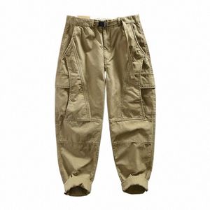autumn New 100% Cott Retro Cargo Pants Men Clothing Multi-pockets Daily Joggers Men Trousers AZ629 g2FD#