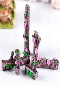 6 pçs flor coto de árvore bonsai estatuetas jardim de fadas miniaturas para terrários ornamento casa de bonecas decoração para casa resina craft5491667