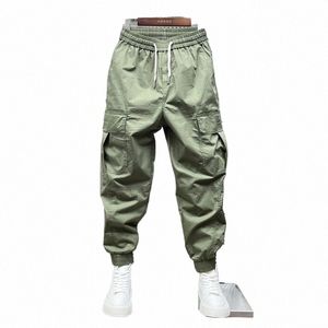 Sommer Dünne Außen Elastische Taille 2022 Overalls Fracht Männer Fi Entspannte Lässige Bein Spur Herbst Jugend Khaki Harem Hosen M9rb #