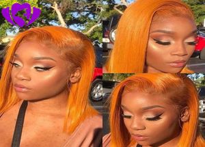 Novo estilo curto bob peruca cor laranja perucas sintéticas lady039s peruca dianteira do laço para branco americano women6065334
