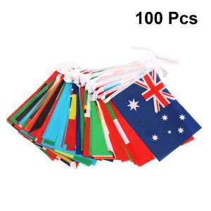 Tillbehör World Flags International Flags 100 länder som hänger strängflaggor National Bunting Pennant Banner för Sports School Club