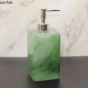 Dispensers Green Jade Texture Portable Soap Dispenser Shampoo Bottle Silver Press Pump Head Hand Sanitizer Bottle Resin Shower Gel Jar