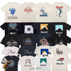 Summer Mens T-Shirts Collection Rhude Tshirt tees Heavy Fabric Couple Dress Top Quality t Shirt