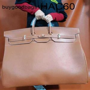 Hac60 handväska handgjorda stora totes väska affärsresor axelväskor designer brk handväskor 60 cm hac kapacitet dominerande män läder har logotyp ennj fct0