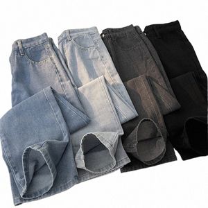 2024 nuovi uomini coreani Fi Casual Lg Jeans Classic Uomo Primavera Autunno Gamba dritta Denim Pantaloni a gamba larga Colore solido Y94 L0nG #