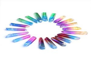 HJT 20st. Hela nya färgglada naturliga kvartskristallpunkter Reiki Healing Crystal Wands Cure Chakra Stone Sell9852624