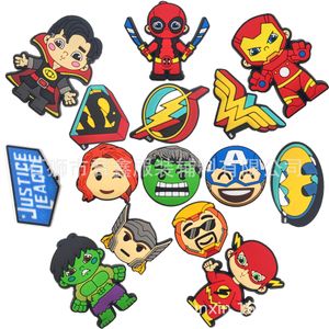 15colors boys girls hero man women Anime charms wholesale childhood memories funny gift cartoon charms shoe accessories pvc decoration buckle soft rubber clog