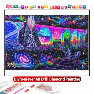 Stitch Cosmic Trip 5d DIY AB Diamond Målning Broderi Abstract Cartoon Cross Stitch Mosaic Handicraft Pictures Craft Home Decor