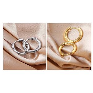 Hoop Huggie 1 pair/2 fashionable small hoop earrings clip mens earrings gold stainless steel earrings DIY earplugs 240326