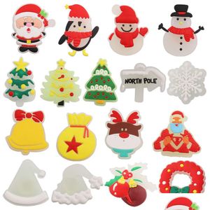 Accessori per parti di scarpe Moq 20 pezzi in PVC Babbo Natale Albero di Natale Campana Cappello da pinguino Fiocco di neve Alce Crescere nella notte Decorazione luminosa Dhiqw