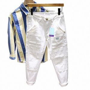 jeans cuciture bianche per uomini fi sola slim e allungamento della persialità per bike jeans jeans pantaloni pantaloni pantaloni streetwear maschio 74hy#