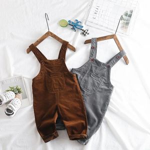 Children Suspender Trousers Cotton Baby Boys Girls Overalls 14 Years Corduroy Rompers Jumpsuit Toddler Clothes 240307
