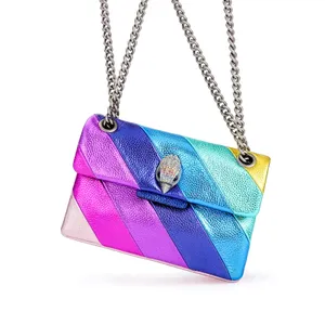 Borsa Kurt Geiger Londra Borsa arcobaleno di design di lusso Borsa da donna in pelle da uomo Borsa a tracolla colorata Borsa da città da donna trapuntata Borsa a tracolla vintage con catena