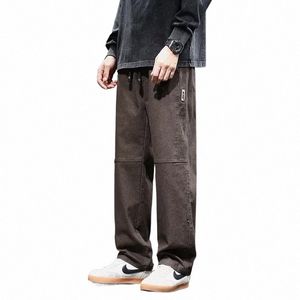 Autumn New Męskie Ostrocie Fi szerokie nogi Mens Spodnie luźne sporty proste rurka American High Street Cott Man Pants W2v2#