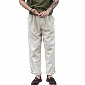 sauce Zhan Men Pants Linen Pants Men Summer Breathable Casual Pants Ankle-length Loose Fit Taper Leg E14D#