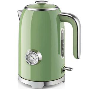 Husteas Electric Kettle -64 Ounce Hot Tea Boiler With Thermometer, 1500 Watt Fast värme Rostfritt stålkruka, trådlös LED -indikatorlampa, automatisk avstängning