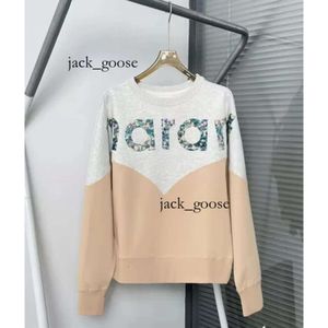 Luxury Women Sweatshirt Isabel Marant Designer Round Neck Pullover Isabel Marant Sweatshirt Women Letter Flocking Print Casual Color Contrast Long Sleeve 407