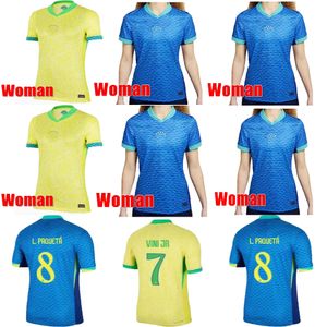 Brazils Soccer Jersey 2024 Copa America Cup Neymar Vini JR Women Kit Set 2025 Brasil National Team Football Shirt 24/25 Home Away Fanversion 4xl Rodrygo Martinelli