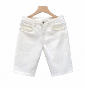 2023 Summer New Casual Denim Shorts Men Fi White Knee Length Pants Straight Slim Classic Male Clothing Jeans Shorts W8Vf#