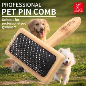 Combs Fenice Wooden Dogs and Cats Slicker Brush for Removing Mats Tangles and Loose Hair Pet Grooming Comb for Long or Short Hair Dogs