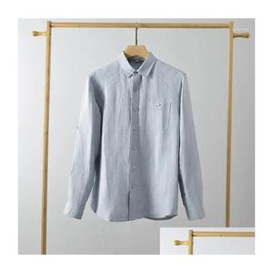Mens Suits Blazers Loose Casual Shirt Long Sleeved Linen Drop Delivery Apparel Clothing Otqay