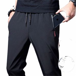 Erkekler sıradan pantolon ossin streç ince uygun elastik bel jogger klasik mavi siyah gri erkek marka pantolonlar m7q6#