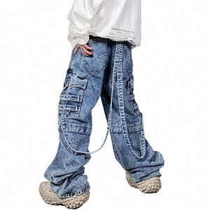 Несколько q Wed Мужские брюки Подплечники Съемные джинсы Модные High Street 2023 Новые Fi Однотонные винтажные мужские брюки H3fe #