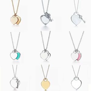 Hot Selling Necklaces Classic Sterling Double Heart Pendant Necklace Man Women Party Wedding Jewelry High Quality Y220314 Return Lover Brand Free Shipping Sier