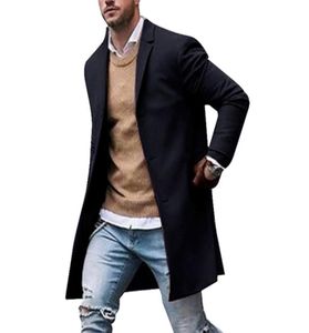 Litthing New Men Trench Coat Autunno Slimt Wool Coat di lana di pisello Cappotto Long Coats Overboats Overboats Casaco Masculino T206970947