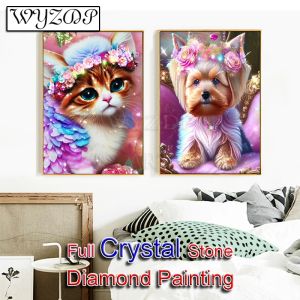 Ścieg 5D DIY Crystal Diamond Malarstwo pies i kot pełny kwadratowy mozaiki haft haftowy kit darem Diamond Art Ab Home Decor 230833