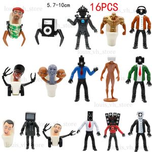 Action Toy Figures 2023 Ny Set Skibidi Toalettfigur Toys Kawaii Anime Game Character Toy PVC Model Doll Ornament Collection Kids Birthday Presents T240325