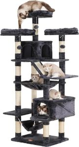 Arranhadores Heybly Cat Tree, torre de gato de 73 polegadas de altura para gatos grandes 20 libras resistentes para gatos internos, condomínio de móveis para gatos grandes para com