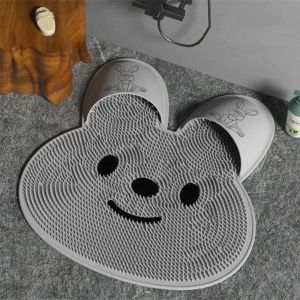 Mats Bear Rabbit Exfoliating Shower Massage Mat Nonslip Badrumskropp Back Massage Scraper Silikon Dusch Bad Fot Massager