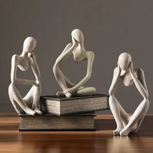 Sculptures Vilead Nordic Abstract Sculpture Thinker Statue Resin Woman Figurine Office Home Decoration Accessories Decor Crafts Modern Art