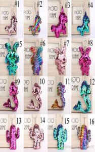 102 Colors Mermaid Sequins Keychains Star Rabbit Unicorn Heart Keychain Glitter Key Ring Gifts for Baby Charms Car Bag Key Chain6007533