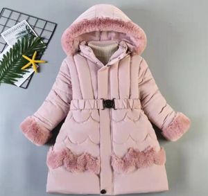 Children hooded quilted coat kids zipper long sleeve velvet thicken coats winter Girls faux fur warm outwear christmas child cloth1226082