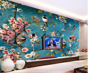 Wallpapers Wellyu Customized Large Wallpaper 3d Chinese Flowers And Birds Background Wall Decoration Painting Living Room Bedroom