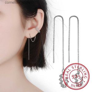 Ear Cuff Ear Cuff 1 piece of jewelry earrings 100% 925 printed silver earrings with tassel clip suitable for womens gifts pendant earrings cuffs Y240326